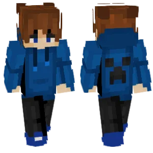 Blue Creeper Hoodie Gamer Boy