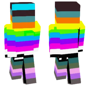 Rainbow skin has a face.