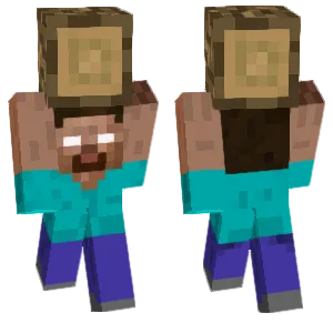 Steve is holding a piece of wood.