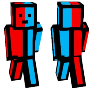 Blue and red pixel person