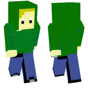 Blonde boy green jacket